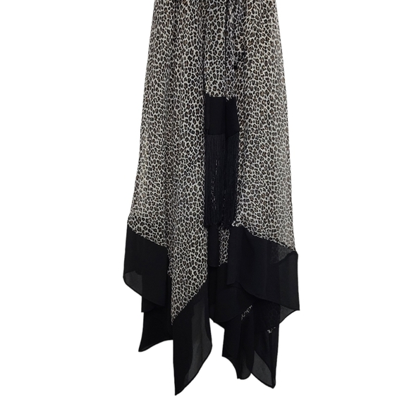Michael Michael Kors Black Brown Handkerchief Hem Cheetah Print Dress - Picture 10 of 17